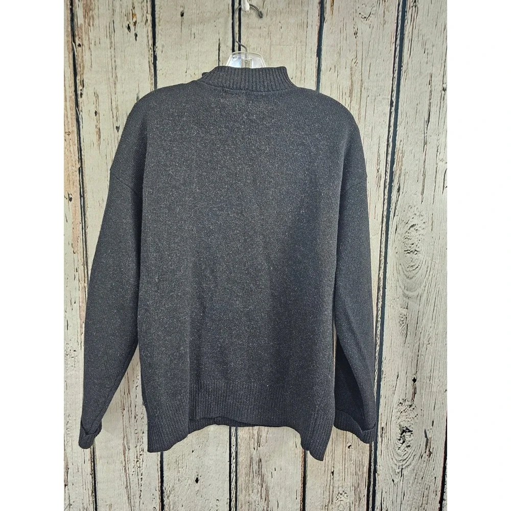 GAP‎ Vintage 90s 100% Lambswool Quarter Zip Sweater Charcoal Gray Small Y2K Cozy
